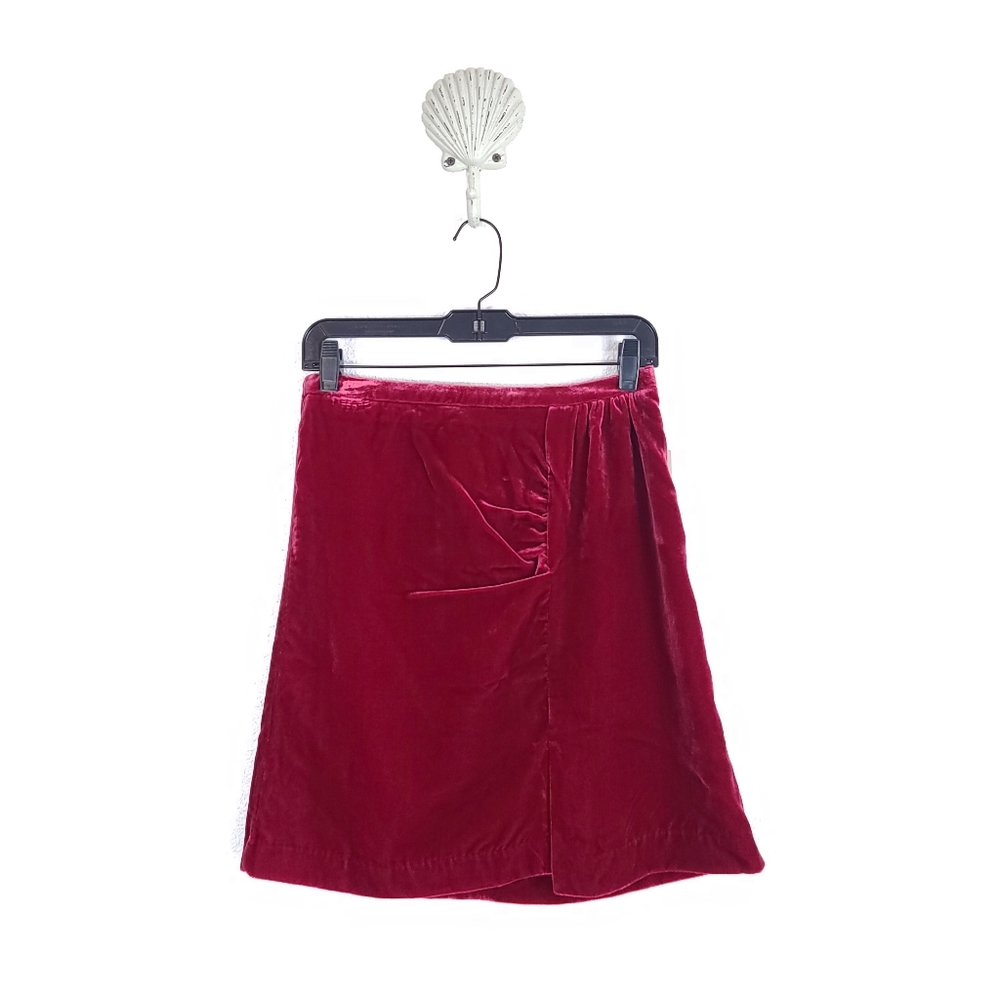 ANTHROPOLOGIE Montie Velvet Ruched Skirt Raspberry NEW - Picture 4 of 12